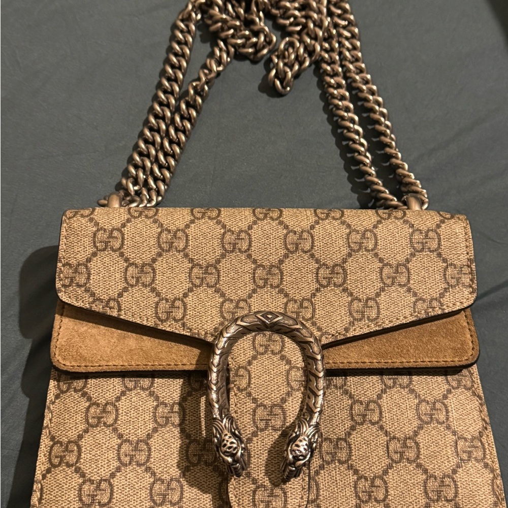 Gucci Dyonysus  GG Supreme Mini Bag Tan and Brown
